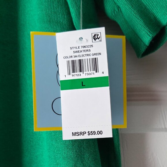 NWT CeCe Green Knit Top L - Picture 7 of 9